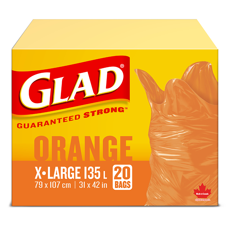 Glad clear garbage Bags - regular 74 litres, Unscented, Trash Bags, 40 Count