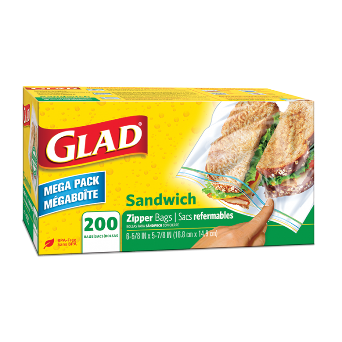 Glad® Zipper Sandwich Bags Food Storage, 200 count