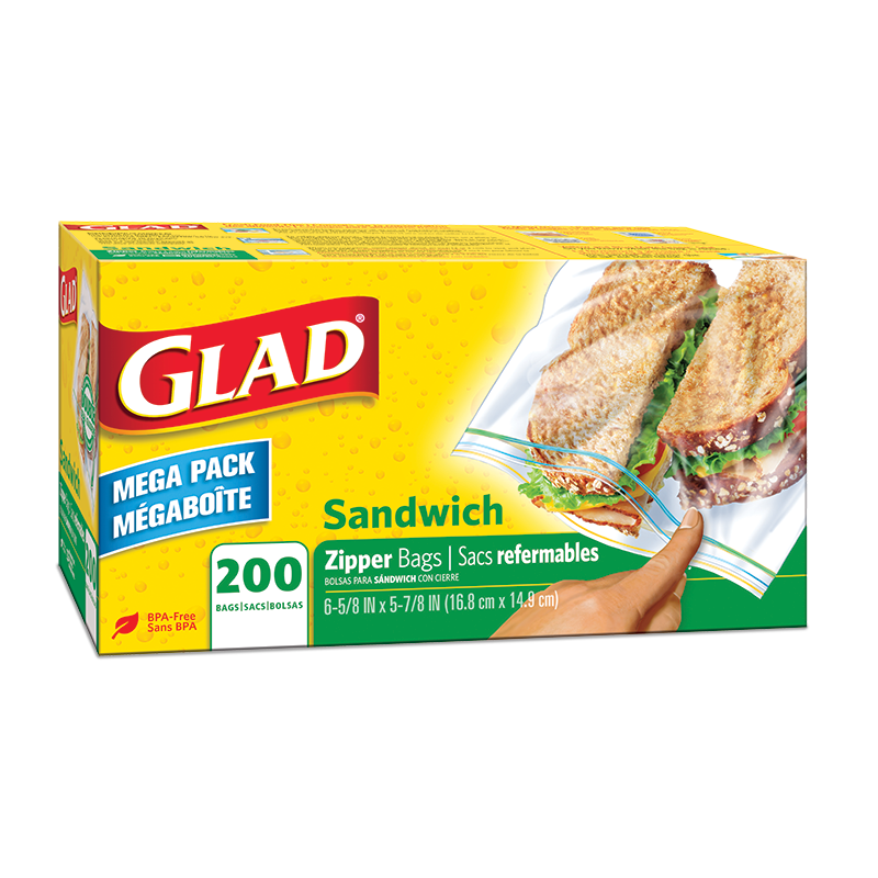 Glad Zipper Food Storage Sandwich Bags, 50 Count 