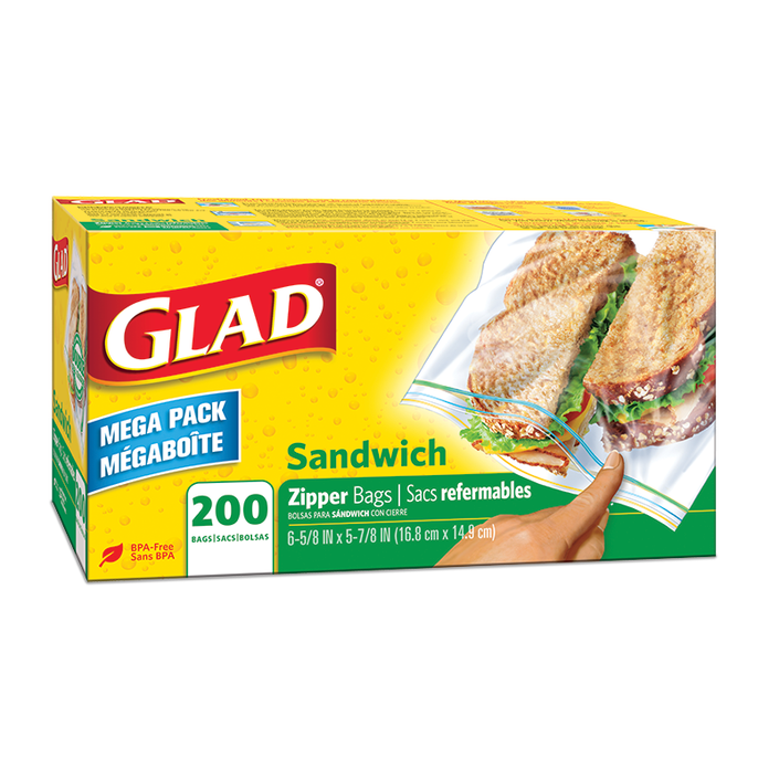 Glad® Zipper Sandwich Bags Food Storage, 200 count