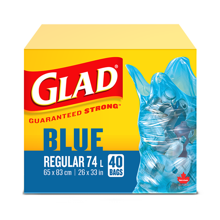 Glad clear garbage Bags - regular 74 litres, Unscented, Trash Bags, 40 Count