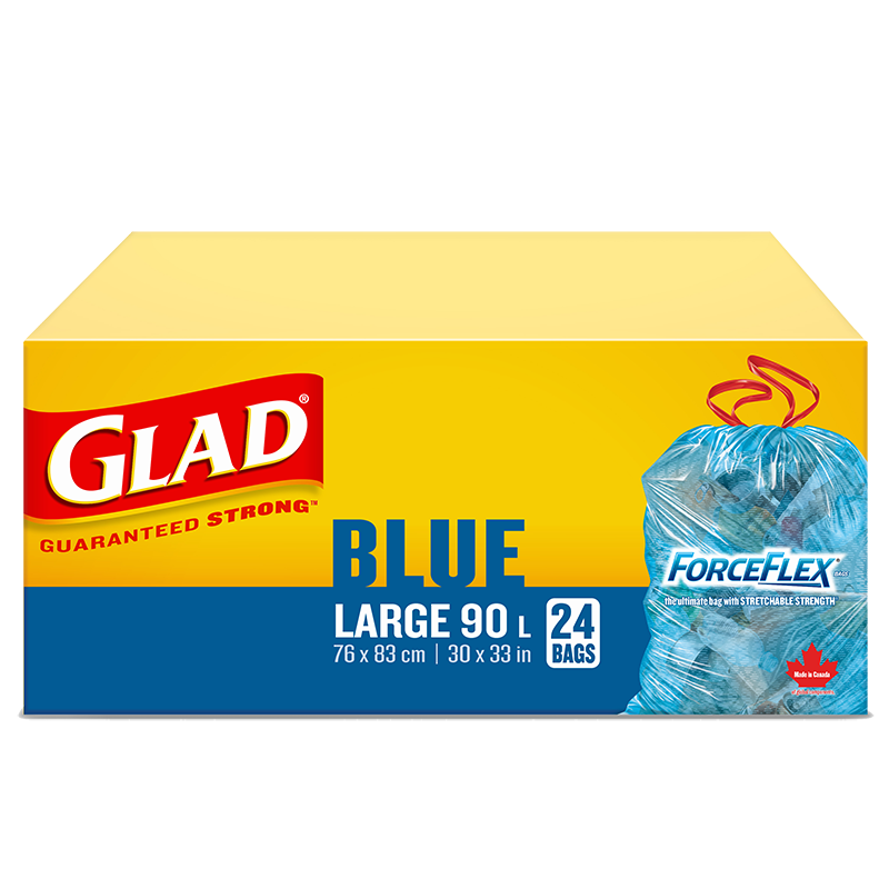 Glad® Blue Recycling Bags, Tall 45 Litres, ForceFlex, Drawstring, 26 ...