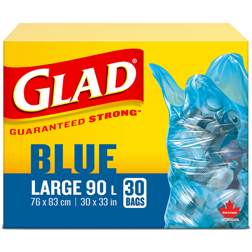 Glad® Blue Recycling Bags, Regular 74 Litres, 40 Trash Bags | Glad