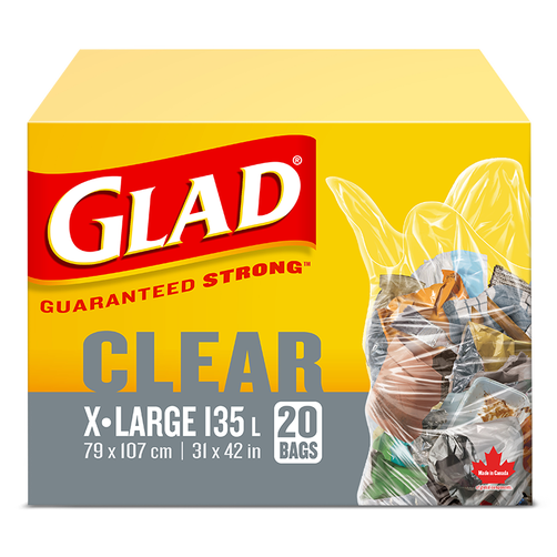 Glad® Clear Garbage Bags, Regular 74 Litres, 10 Trash Bags, Glad Canada