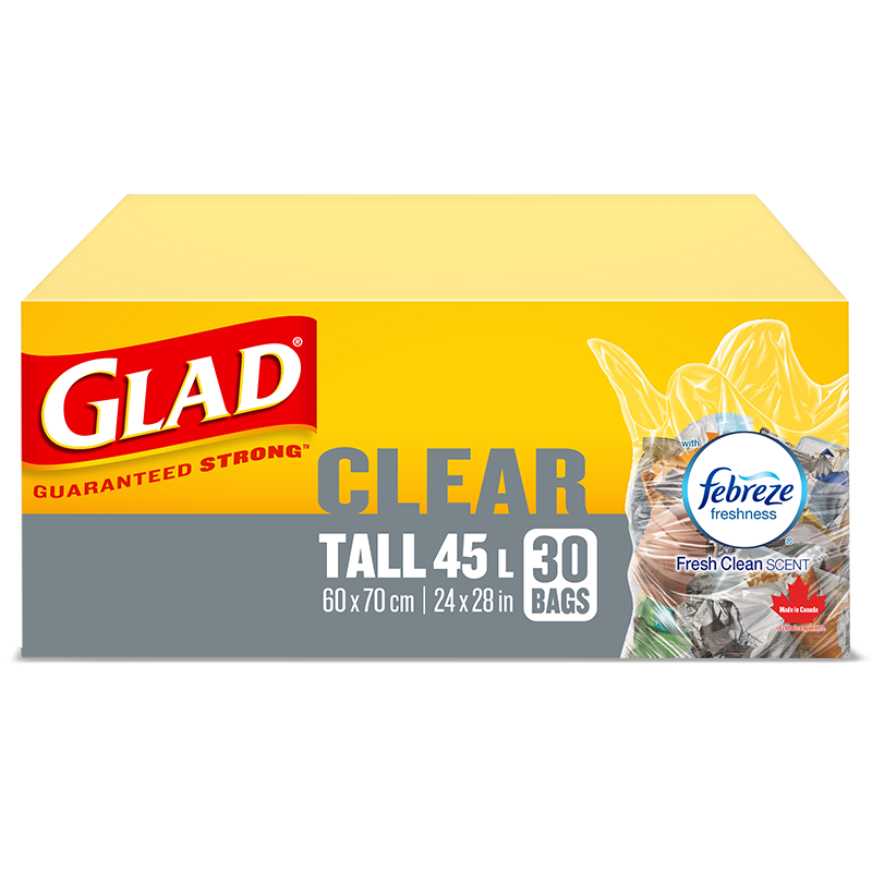 Glad® Clear Garbage Bags, Extra-Large 135 Litres, 20 Trash Bags | Glad ...