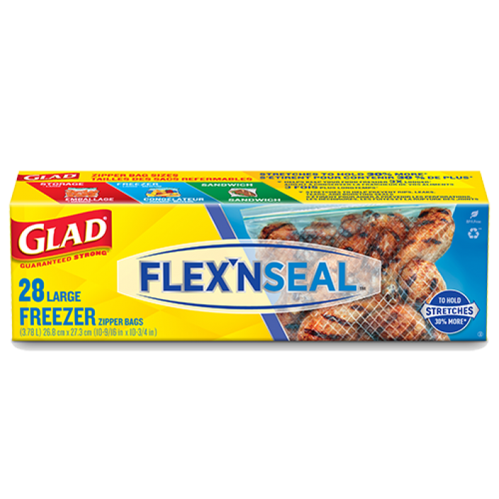 Glad® FLEX’N SEAL™ Freezer Storage Bags, Large, 28 count