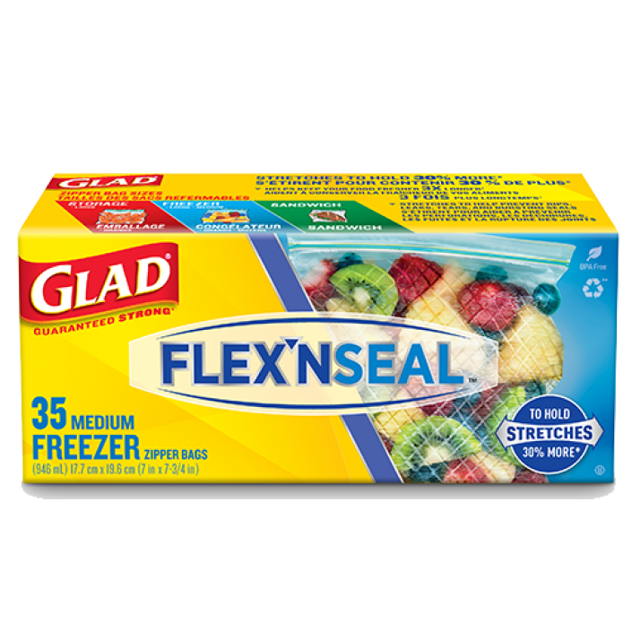 Glad® FLEX’N SEAL™ Freezer Storage Bags, Medium, 35 count