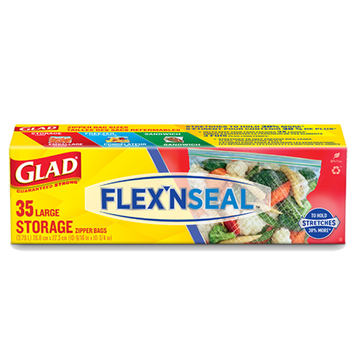 Glad® FLEX’N SEAL™ Food Storage Bags, Large, 35 count