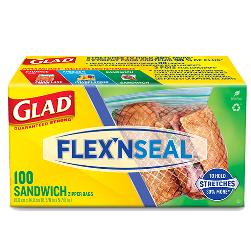 Glad Food Storage Glad Flex'n Seal Freezer Quart Zipper Bags, 35