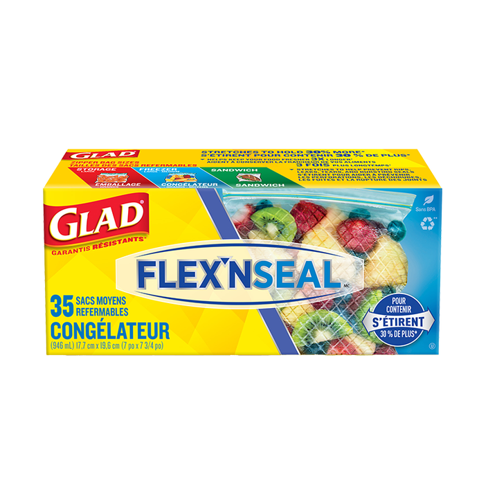 Sacs pour congélateur FLEX’N SEALMC de Glad®, 35 sacs moyens
