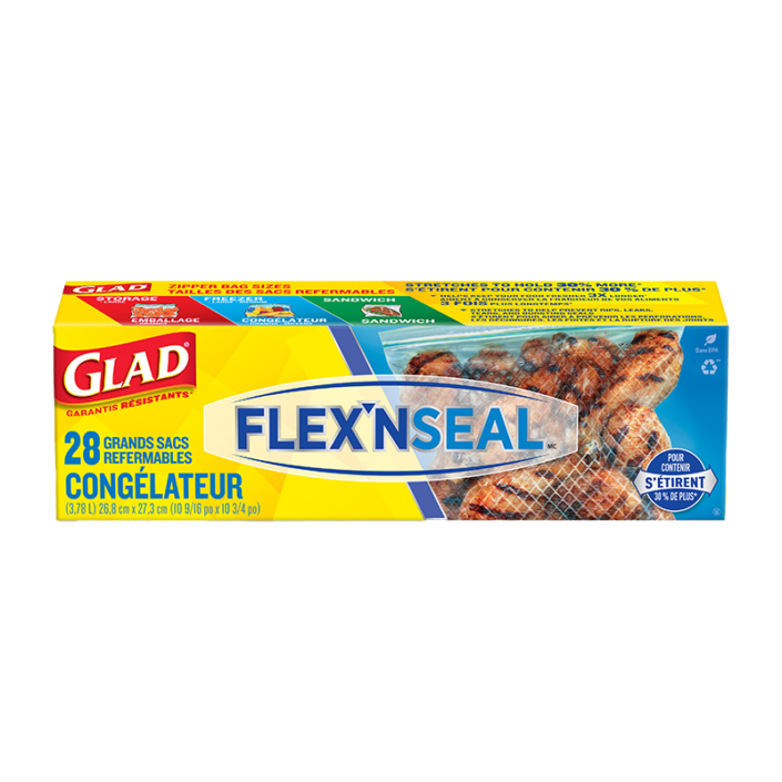 Sacs pour congélateur FLEX’N SEAL🅪 de Glad®, 28 grands sacs