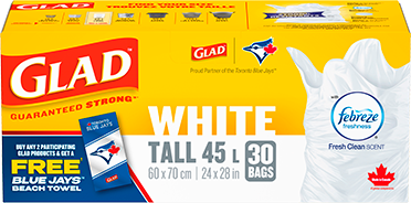 Glad White Tall Fresh Clean 45L 30ct